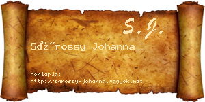 Sárossy Johanna névjegykártya